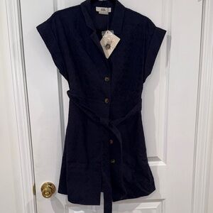 Navy Button-Down Mini Dress